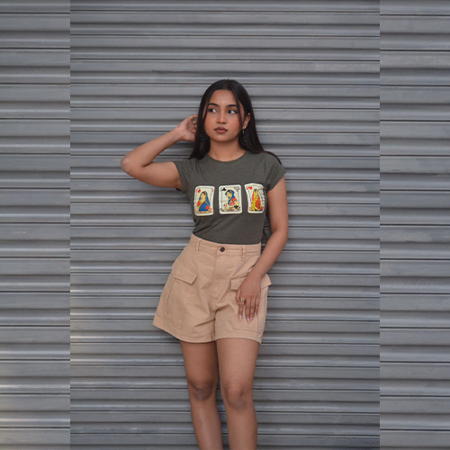 Stylish White Color Printed Unisex Drop Shoulder T-Shirt (01005)~ 1 Pcs