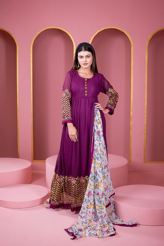 Readymade Purple Color Lehenga Georgette Embroidered Party Dress