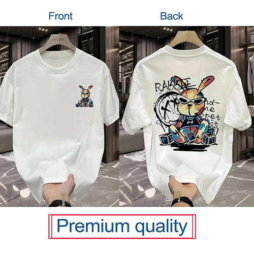 Stylish White Color Printed Unisex Drop Shoulder T-Shirt (01003)~ 1 Pcs