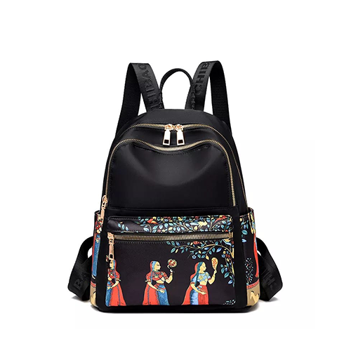 Trendy Women Black Color Printed Backpack~ 1 Pcs