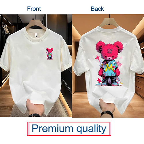 Stylish White Color Printed Unisex Drop Shoulder T-Shirt (01001)~ 1 Pcs