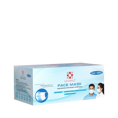 Getwell Non-Woven Surgical Blue Face Mask~ 50 Pcs