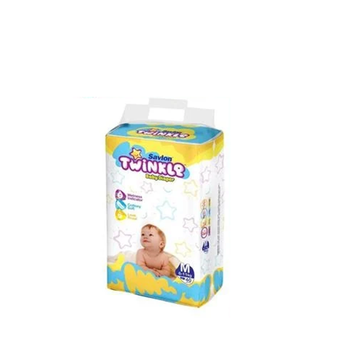 Savlon Twinkle Belt Style Baby Diaper Medium Size (6-11 kg)~40 Pcs