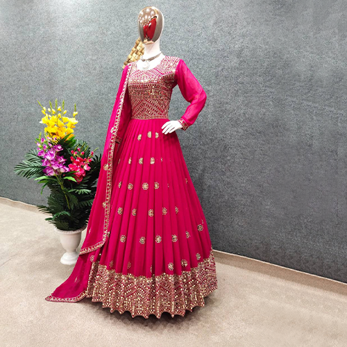 Stylish Women Readymade Georgette Embroidered Party Wear Dress